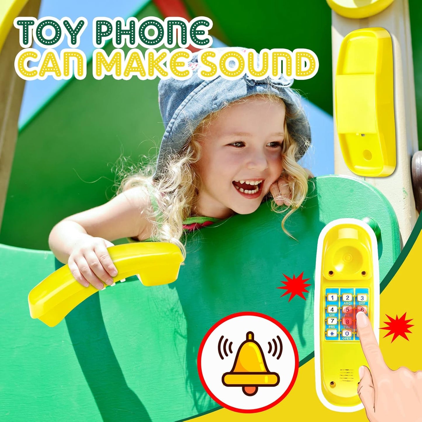 3 Pcs Playground Accessories for Kids Outdoor Swing Set Accessories Playground Equipment Pirate Plastic Ship Wheel Toy Telescope Telephone Backyard Outdoor Playhouse Climbing Equipment(Yellow, Green)