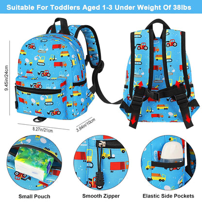 Accmor Toddler Backpack Leash, Mini Child Backpack with Anti Lost Wrist Link, Cute Kids Backpack Leash Walking Harness for Outdoor Travel, Small Excavator Backpack Tether for Baby Boys Girls Ages 1-3