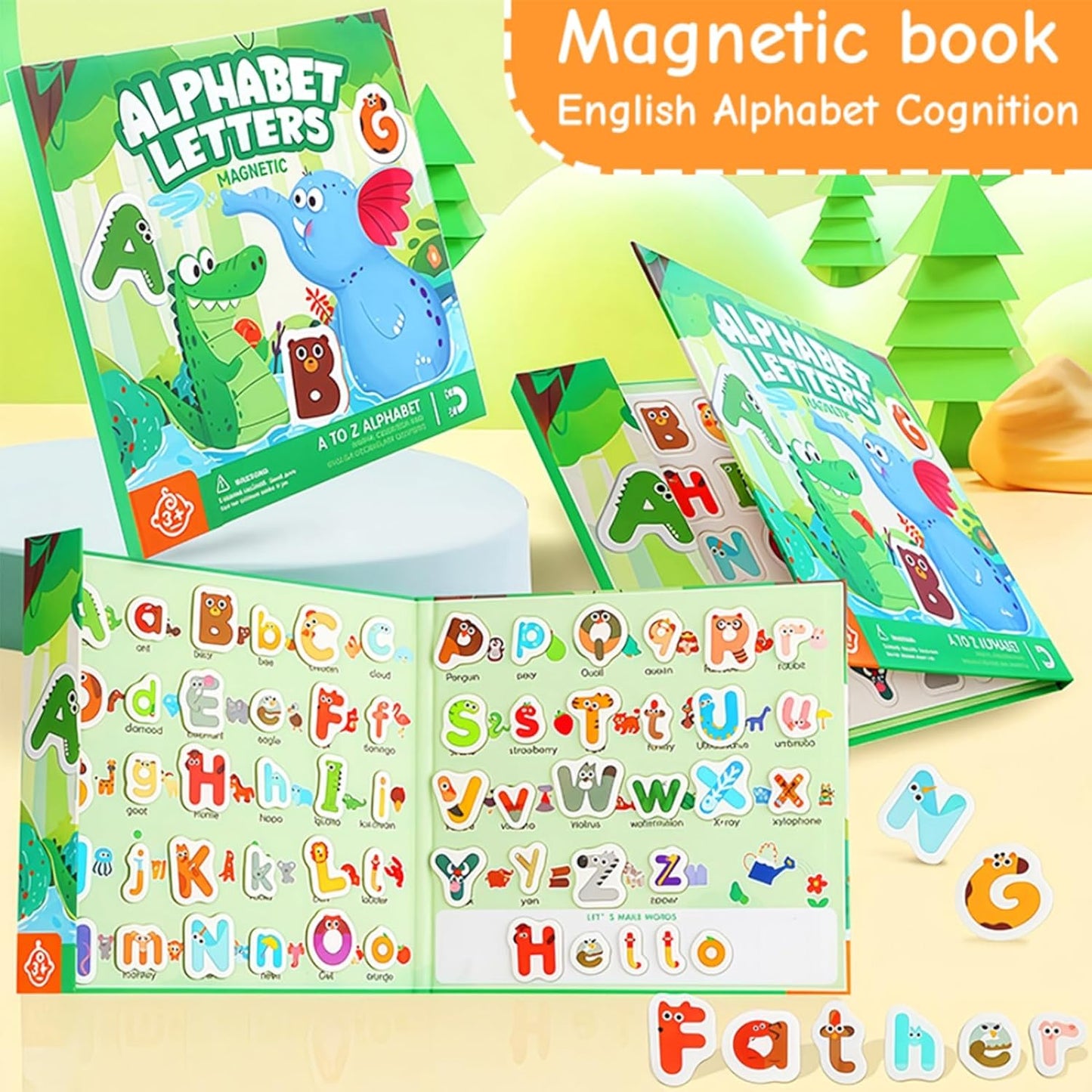 78PCS Magnetic Letters Alphabet Magnets ABC Fridge Magnets for Toddlers 1-3 Kids, Cute Educational Animal Toys Refrigerator Magnets Great Preschool Spelling Learning Gift, Uppercase Lowercase Letters