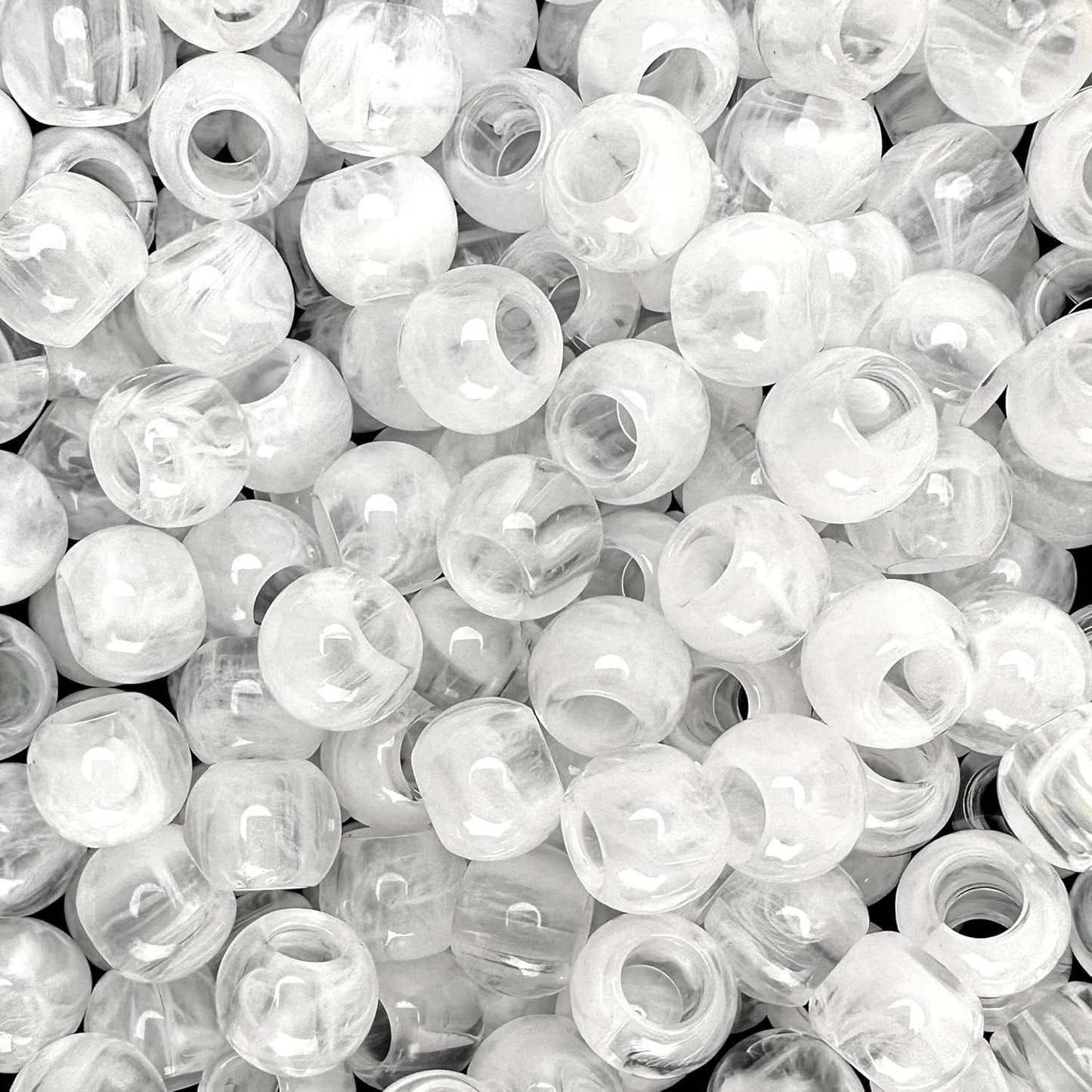 300 Acrylic Large Hole Beads for Crafts and for Hair 10mm x 12mm Acrylic Barrel Beads with 5.7mm Large Hole, Glossy Primary Assortment