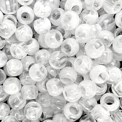 300 Acrylic Large Hole Beads for Crafts and for Hair 10mm x 12mm Acrylic Barrel Beads with 5.7mm Large Hole, Glossy Primary Assortment
