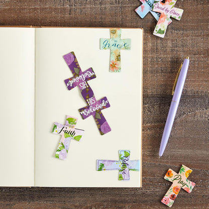 Magnetic Christian Bookmarks - Magnetic Cross Page Holders for Bibles - Inspirational Bookmarks for Women - Page Magnets for Your Bible - 2.25 x 1.6 in, Pack of 12, Multicolor