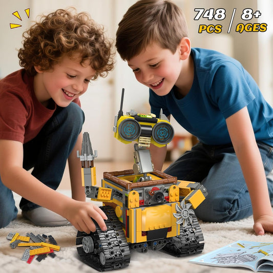HiWEEGO Robot Building Sets for Kids - 5 in 1 Wall Robotic Kit, 748 PCS Robot with Interchangeable Arms Bulldozer Plane Building Block Toy Model for Boys Girls 8-12 Easter Home Decor