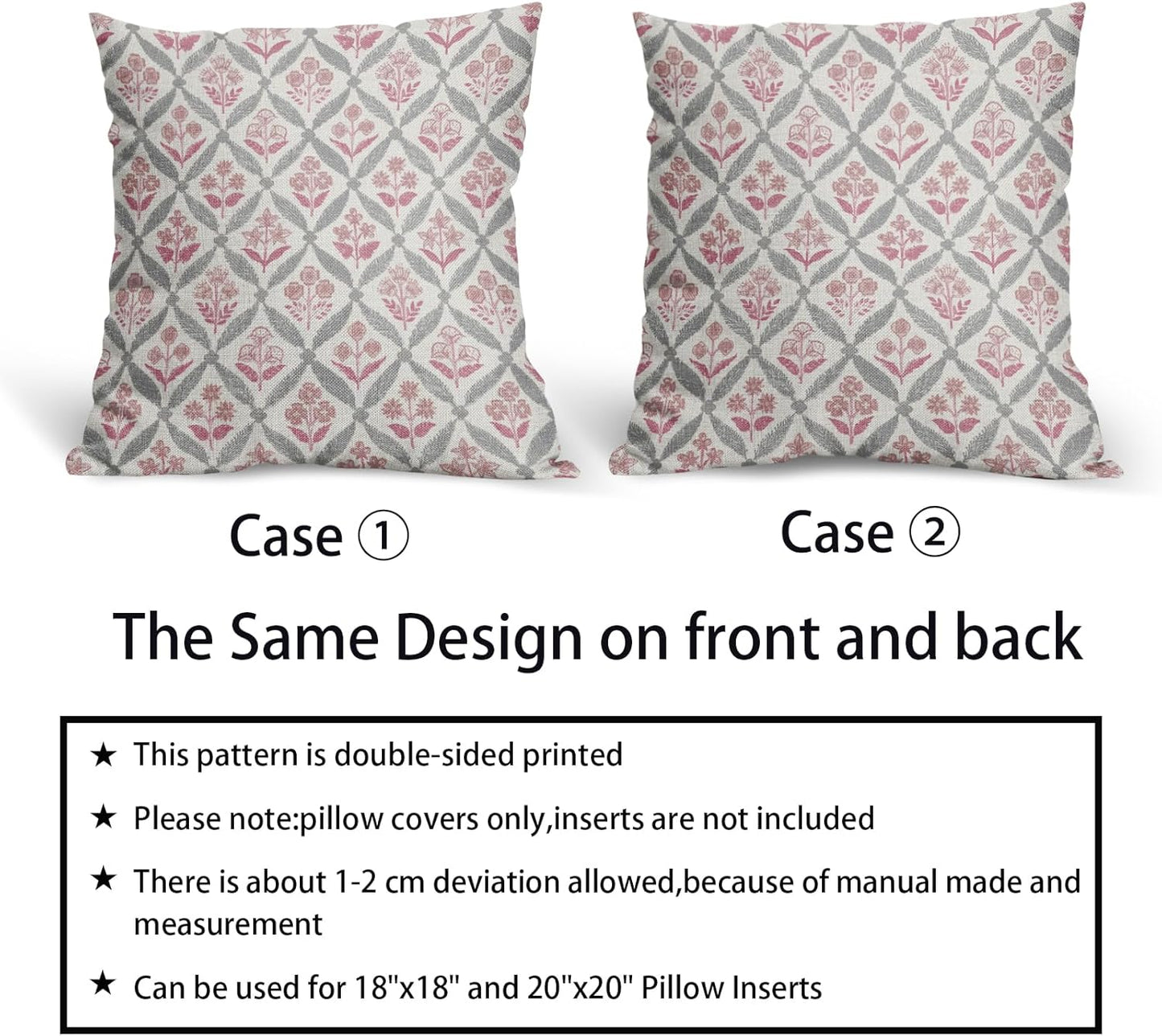 Blue Green Floral Block Print Pillow Covers 12X20 Set of 2, Flower Pattern Spring Summer Print Decorative Throw Pillow Covers Outdoor Farmhouse Seasonal Cushion Case Couch Sofa Bed Decor