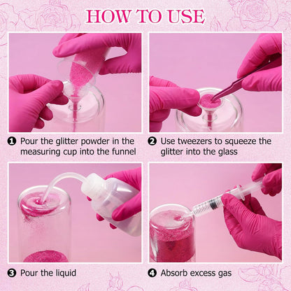LemonRoad 15 Pcs Snow Globe DIY Tumbler Tool Kit Include Storage Box Squeeze Bottle Funnel Silicone Cup Cradle Measuring Cup Flashlight for Beginner Making Supplies Thanksgiving Day Gifts(Purple)