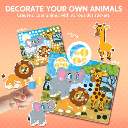 Klever Kits Dot Art Kit for Kids, No Mess Sticker for Toddlers 3-7, Craft Kits, DIY Creative Activity, Travel Toy, Birthday Presents for Boys Girls (Unicorns & Princess)