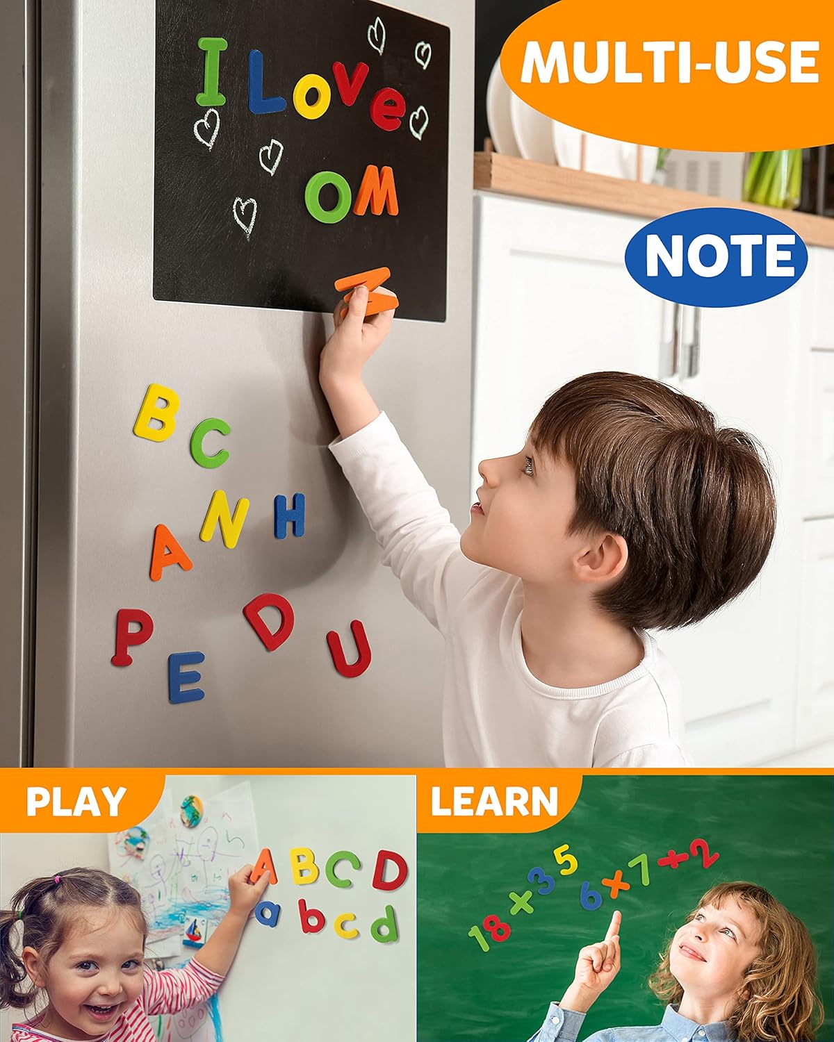 Coogam EVA Magnetic Letters Numbers 78 Pcs Alphabet ABC 123 Fridge Magnets Colorful Educational Toy Set, Preschool Learning Spelling Counting Uppercase Lowercase Math for 3 4 5 Years Kid