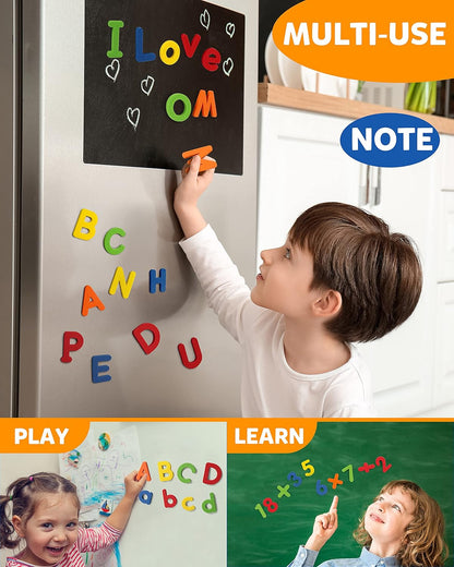 Coogam EVA Magnetic Letters Numbers 78 Pcs Alphabet ABC 123 Fridge Magnets Colorful Educational Toy Set, Preschool Learning Spelling Counting Uppercase Lowercase Math for 3 4 5 Years Kid