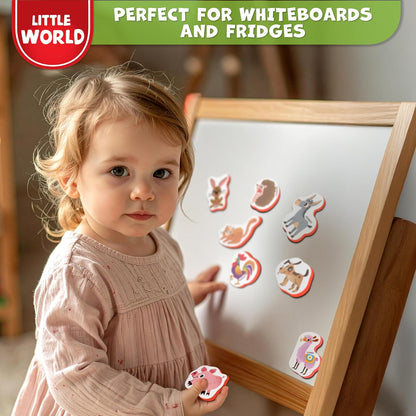 Little World Large Set of Safe and Durable Fridge Magnets for Toddlers 1-3 | Foam Refrigerator Magnets for Kids with Gift Box | Waterproof, Non-Toxic Cars & Vehicles Magnets for Children and Babies 1+