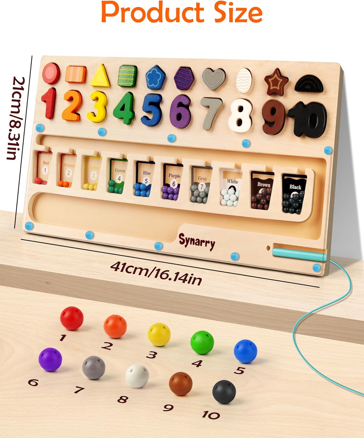 SYNARRY 3 in 1 Montessori Toys for 3+ Year Old, Educational Magnetic Color and Number Maze, Shape & Number Wooden Puzzle Counting Learning Toys, Easter Basket Stuffers Gifts for Kids