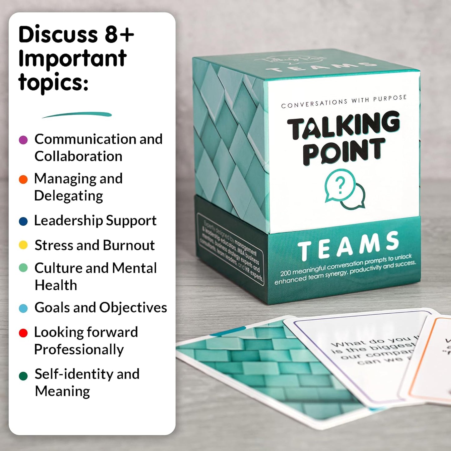 200 Conversation Cards for Teams - Meaningful Questions That Help Team Members Understand Each Other - Team Building Conversation Starter Card Game for Work - Office Icebreaker Conversation Card