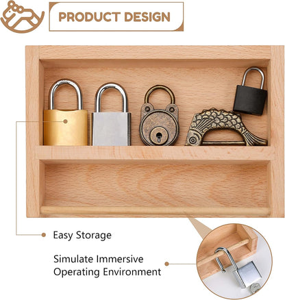 Woodtoe 8 PCS Montessori Lock and Key Toy, Montessori Toys for Toddlers 3 4 5 Year Old, Kids Tool Set, Montessori Materials Preschool Learning Toy, Fine Motor Skill, Educational Toys for Boy Girl 3-6