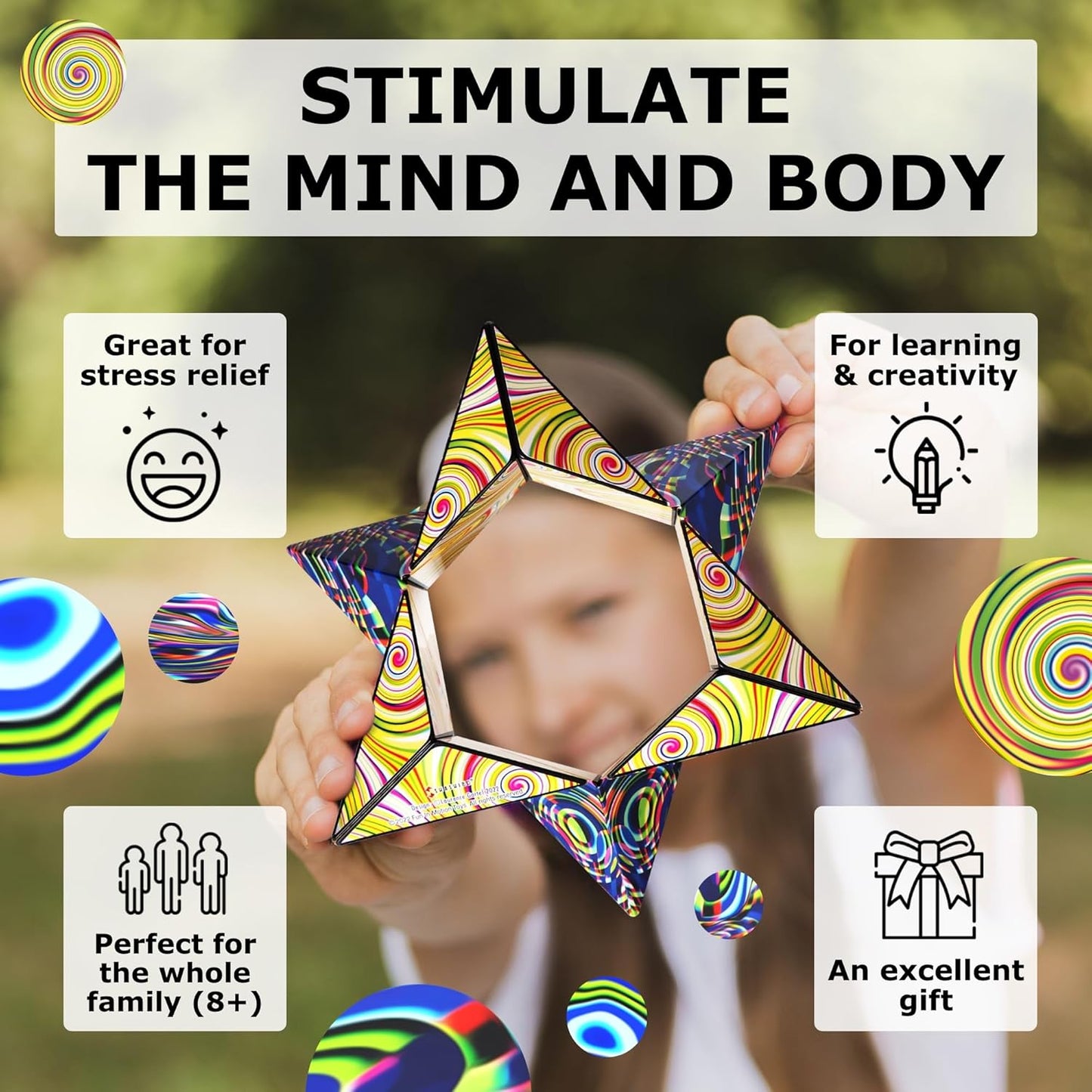 Shashibo Shape Shifting Box - Award-Winning STEM Fidget Toy with Ultra Strong Magnets - Puzzle Cube Transforms Into 100+ Shapes, Perfect Sensory Gift for Kids, Teens, and Adults (Cosmos)
