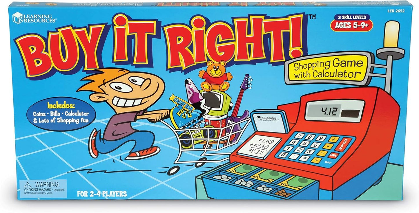 Learning Resources Buy It Right Shopping Game - Play Money for Kids, Elementary Math Games, Money Game, Shopping Games for Kids, Counting Toy