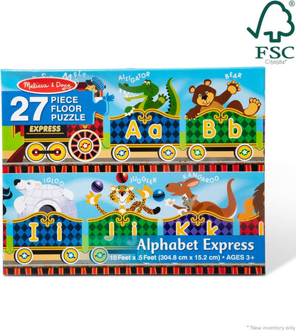 Melissa & Doug Alphabet Express Jumbo Jigsaw Floor Puzzle (27 pcs, 10 feet Long) - FSC Certified