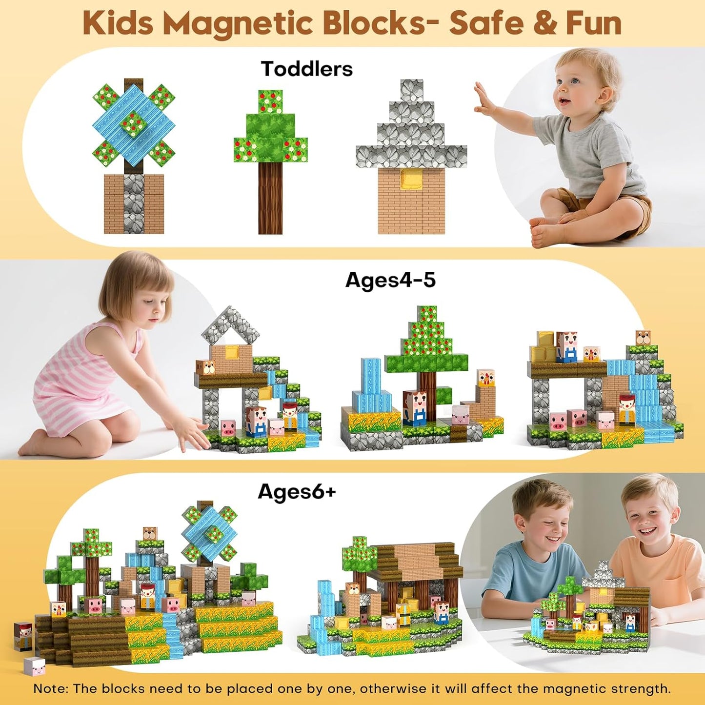 Magnetic Blocks, Magnetic Building Blocks Gryxpox, Magnet Tiles with Adventure World Blocks Toy, Magnetic Blocks For Kids Ages 4-8, STEM Sensory Toys for Ages 3+ Toddlers Kids Girl Boys Birthday Gifts