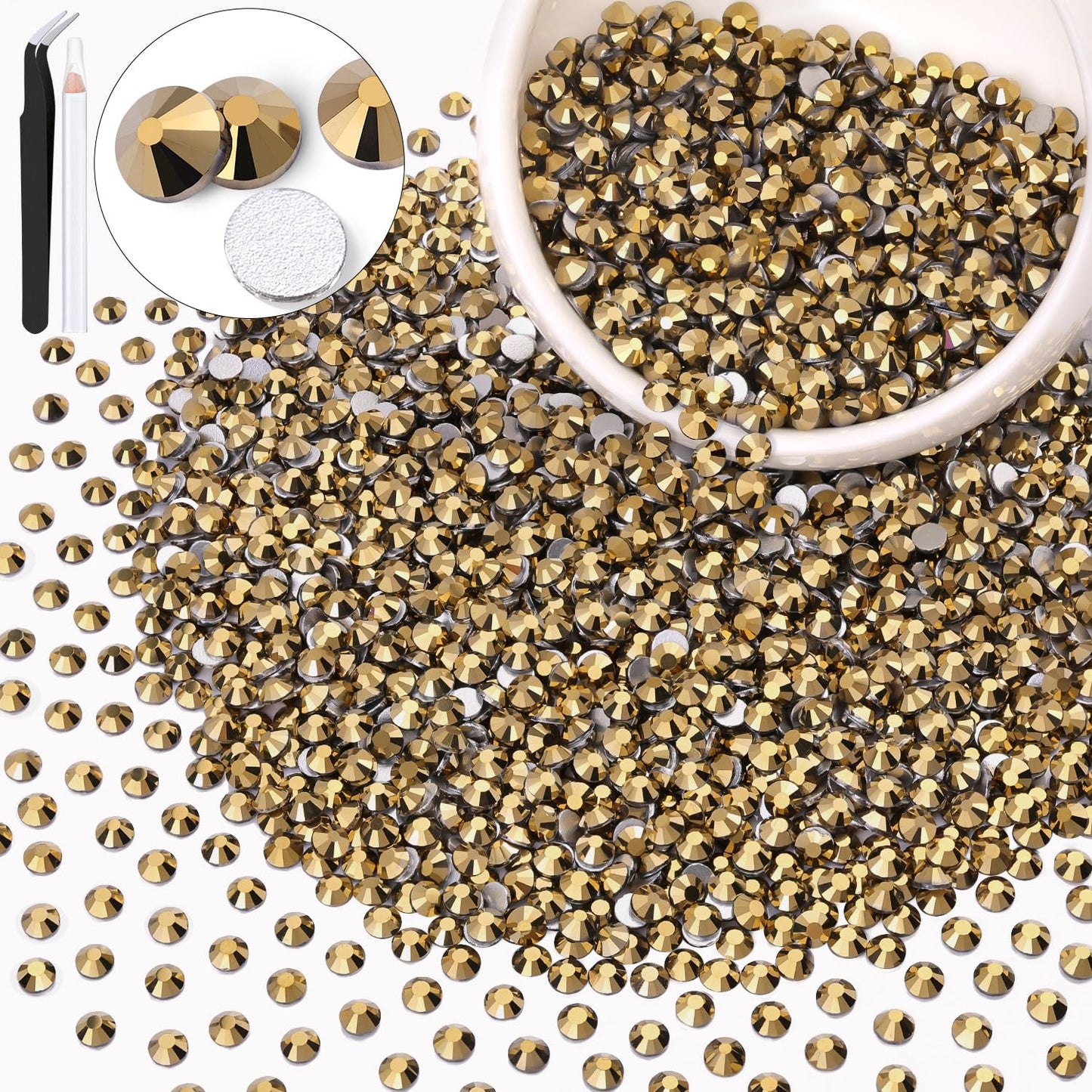 5000PCS SS6/2mm Glass Crystal Rhinestones (Clear), Bedazzling Flatback Rhinestones for Crafting DIY Crafts Nail Art Makeup Decoration, Gems Diamond Charms for Tumbler Shoes Clothing Mug