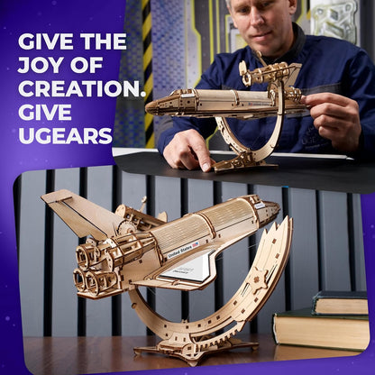 UGEARS NASA Saturn V 3D Puzzles for Adults - Wooden Model Kits for Adults Model Rocket Full Kit Space Shuttle Model Aerospace Engineering Gifts Brain Teaser, Hobby Set