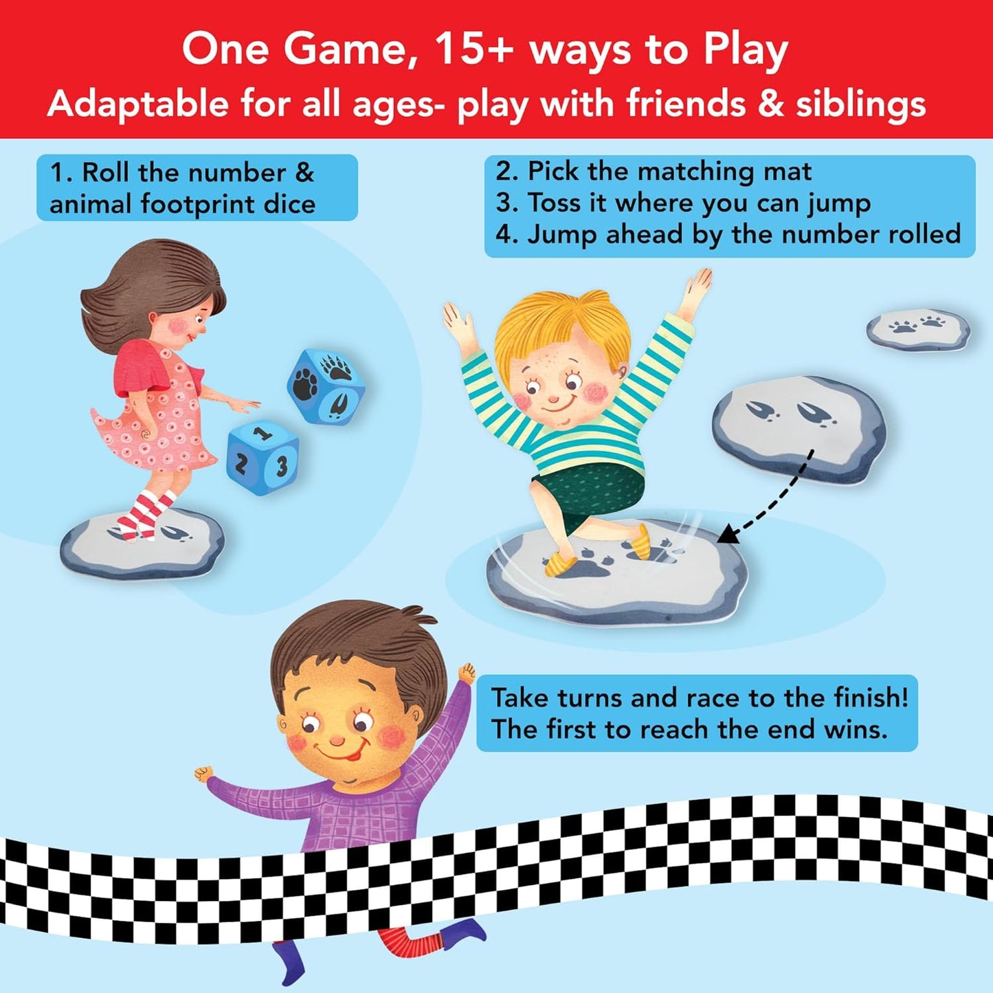 Chalk and Chuckles Stepping Stones Game – High-Energy Jumping & Learning Activity for Kids Ages 3+