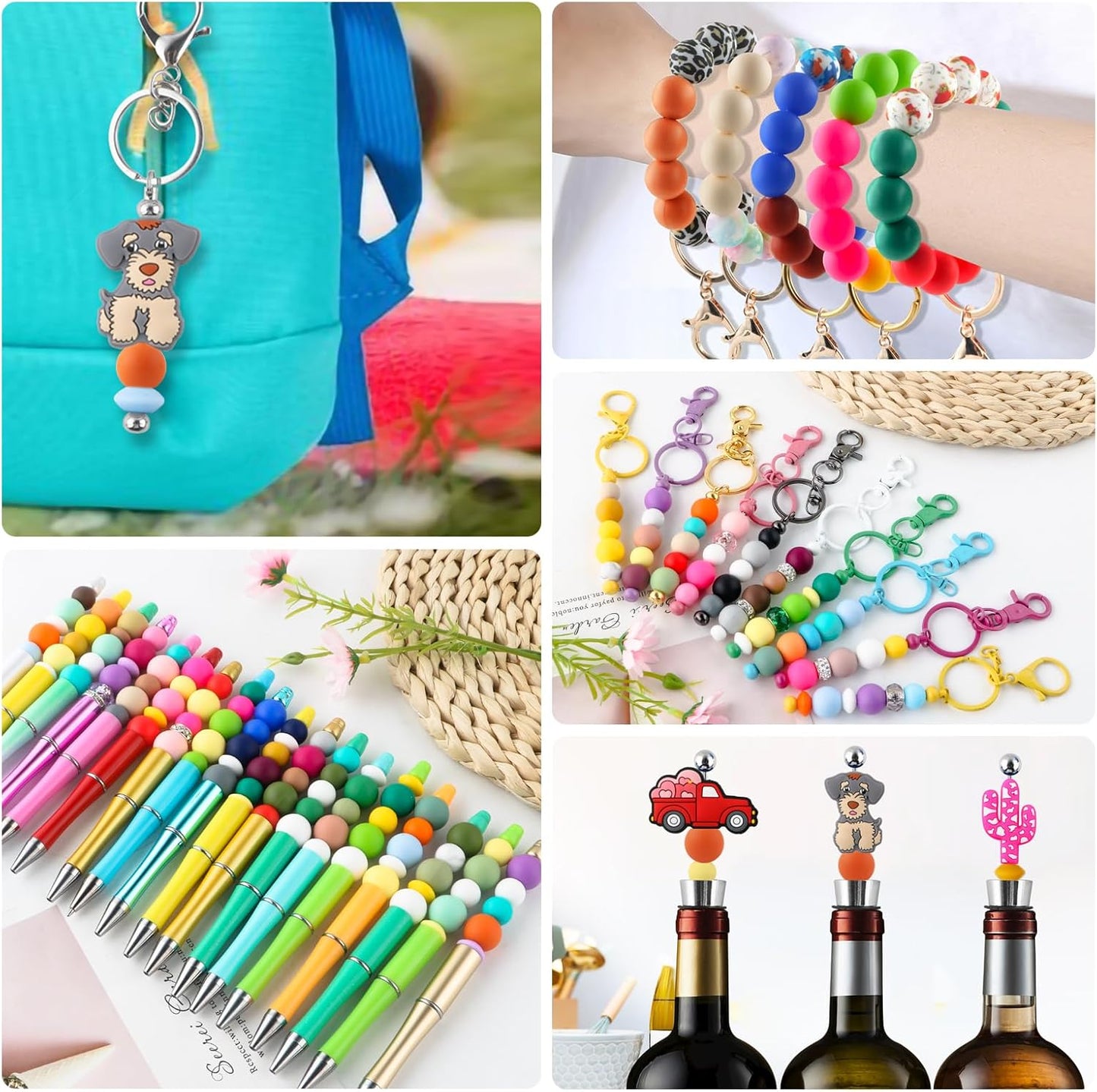 65Pcs 19mm Silicone Beads for Keychain Making Bracelet Necklace, Bulk Round Silicone Beads for Pens（Christmas Green） - Colors B