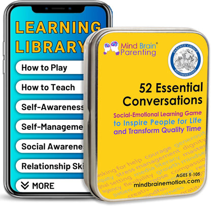 Mind Brain Emotion 52 Essential Conversations for Home, Therapy, Speech, School Classroom - Conversation Cards for Kids, Family, Teacher & Counselor to Build Growth Mindset & Communication Skills