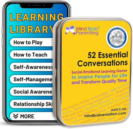 Mind Brain Emotion 52 Essential Conversations for Home, Therapy, Speech, School Classroom - Conversation Cards for Kids, Family, Teacher & Counselor to Build Growth Mindset & Communication Skills