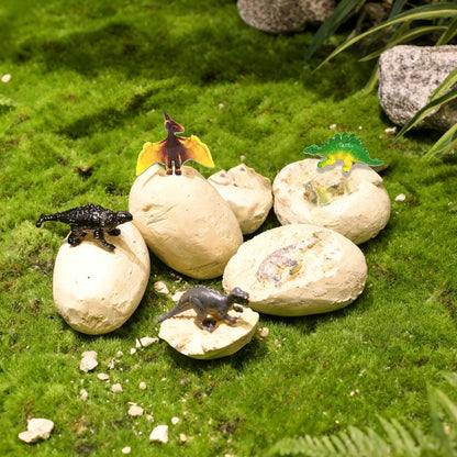 12 PCS Dinosaur Eggs Dig Kit, Dino Eggs Excavation Dig Kit with Play Mat Educational Learning Cards for Easter Eggs Science Activities Birthday Party