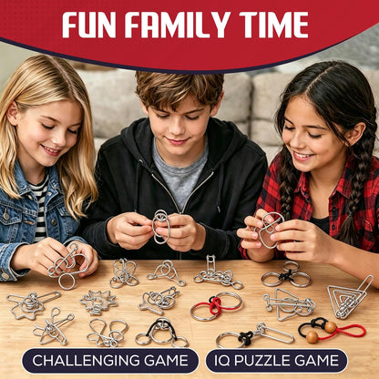 Metal Puzzles Brain Teaser, 24pcs Metal Wire Puzzles for Adults Kids Teenagers, Classical Mini Mind Ring Puzzle Set, Educational IQ Unlock Interlocking Toy Lock Puzzle Gift Set