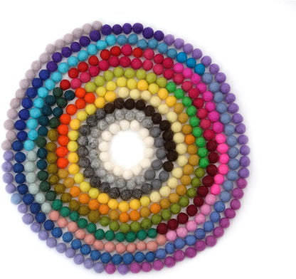 Glaciart One Wool Felt Balls Super Small (240 Pieces) 0.5 Centimeter - 0.2 Inch, Tiny Handmade Felted 40 Color (Red, Blue, Yellow, Black, Pastel and More) Bulk Small Puff for Felting and Jewelery