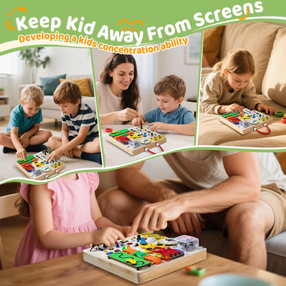 Montessori Wooden Busy Board Toys for 1 2 3 Boys Girls,Toddler Sensory Educational Fidget Board Travel Toy with LED Light Up Switches & Music Boxes, Locks for Kids Gifts