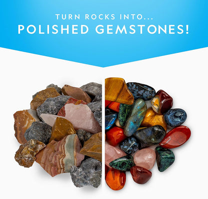 NATIONAL GEOGRAPHIC Rock Tumbler Refill Kit – 1 Lb. Madagascar Rocks for Tumbling with Rose Quartz, Red Jasper, Indigo Gabbro & More - Tumbler Supplies, Rock Polishing Grit and Jewelry Accessories