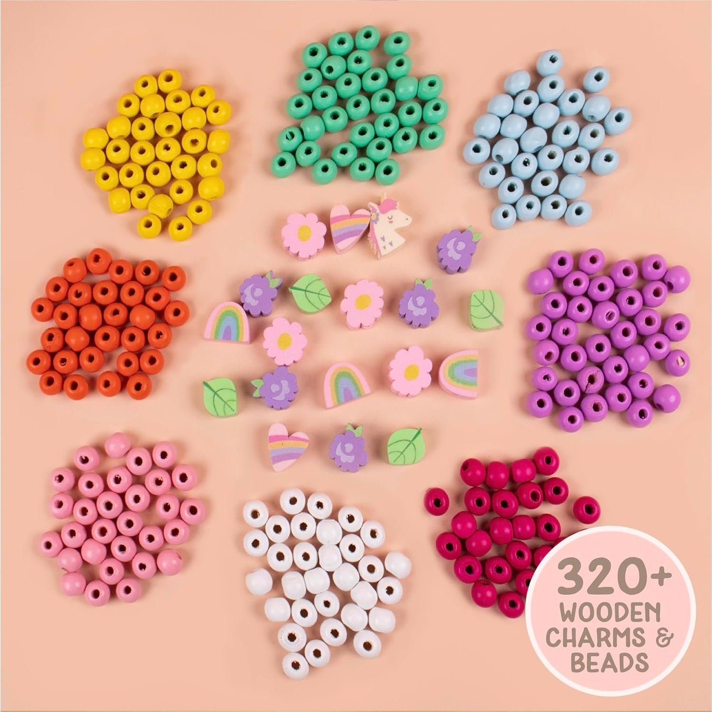Story Magic Wooden ABC Beads by Horizon Group USA, Premium Wood Jewelry Making Kit, Makes 10+ Pieces of Jewelry, Over 350 Wooden Beads & Charms