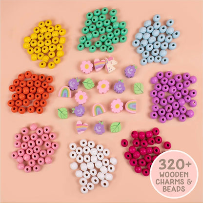Story Magic Wooden ABC Beads by Horizon Group USA, Premium Wood Jewelry Making Kit, Makes 10+ Pieces of Jewelry, Over 350 Wooden Beads & Charms