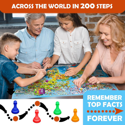 QUOKKA Board Games for Kids 8-12 - Family Games for Kids and Adults - Journey Across the World Card Game Ages 5-9 - Learn Capitals, Flags, Facts, and Map Locations with 195 World Map Cards