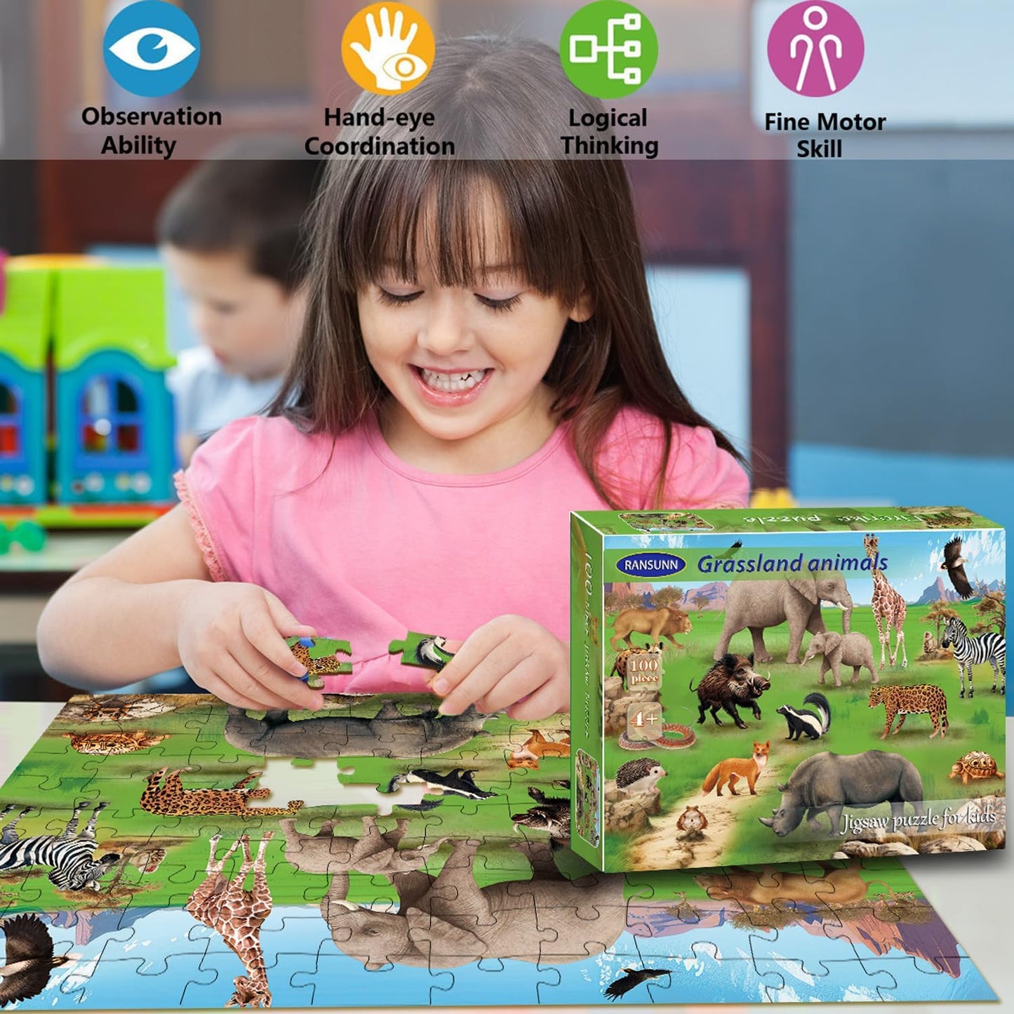 Puzzles for Kids Ages 4-8 Year Old,100 Piece Dinosaur Jigsaw Puzzle for Toddler Children Learning Educational Puzzles Toys for Boys and Girls - Every Piece is Unique