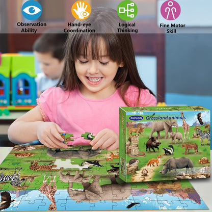 Puzzles for Kids Ages 4-8 Year Old,100 Piece Dinosaur Jigsaw Puzzle for Toddler Children Learning Educational Puzzles Toys for Boys and Girls - Every Piece is Unique