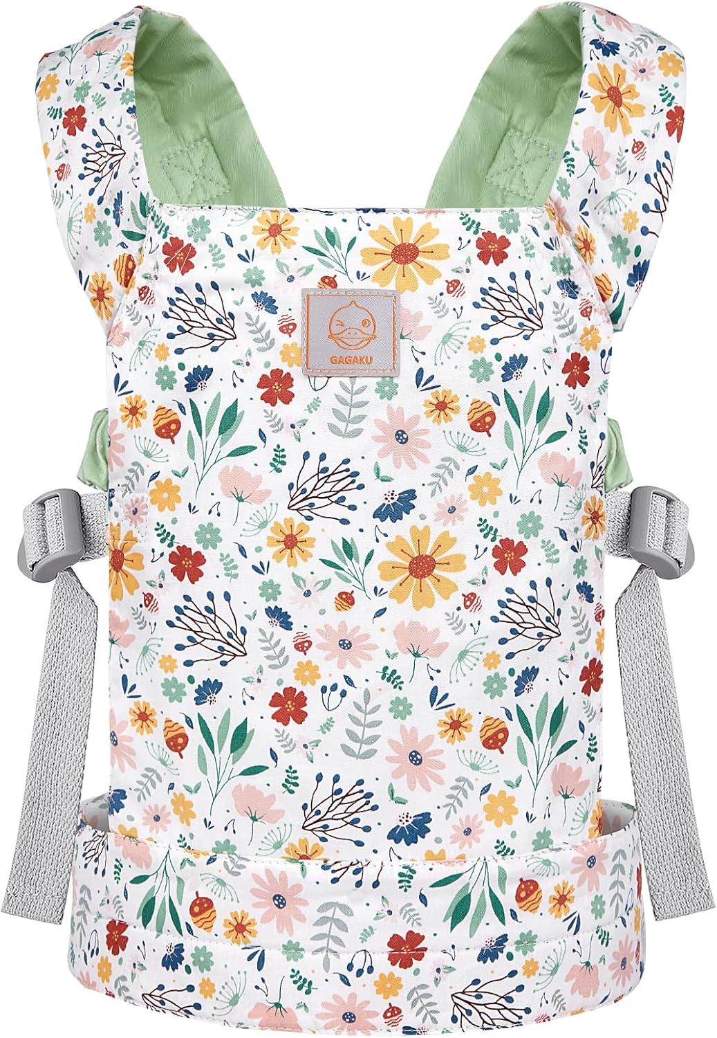 GAGAKU Doll Carrier for Kids, Toy Baby Doll Carrier, Reborn Dolls Carrier Toy Baby Sling with Adjustable Straps, Baby Doll Accessories - Green - Camellia