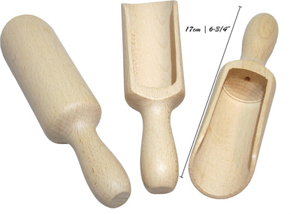 efo Versatile Wooden Scoops Set 4pcs - Multipurpose Wooden Spoons - Wood Salt and Spice Scoops – Rustic Bath Salt Scoop - Wooden Nuts Scoop - sizes: 2.4"; 3.3"; 3.9"; 6.7" / 6; 8.5; 10; 17cm
