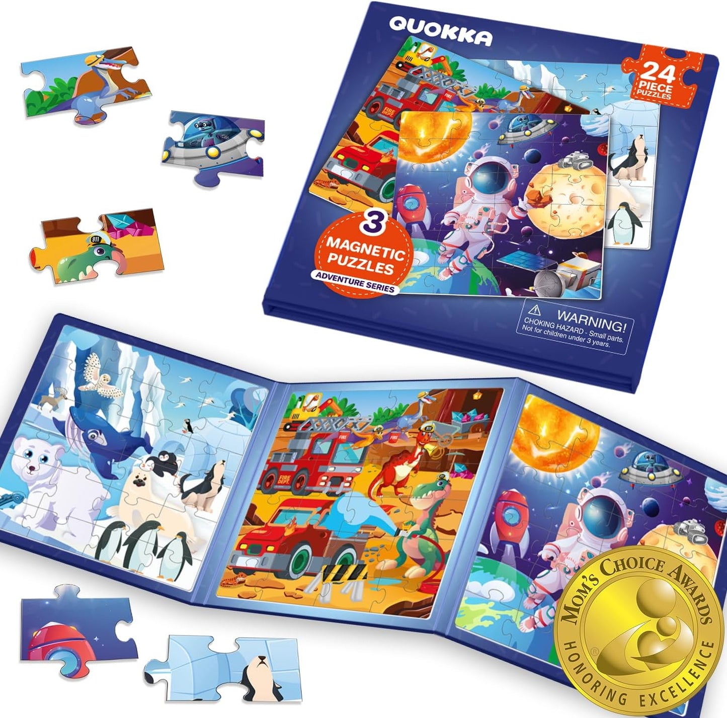 QUOKKA Travel Magnetic Puzzles for Toddlers 1-3 – 20+Pcs Farm Toy Game with Extra-Long Play Book – Fun Travel Game for Kids Ages 3-5 – Strong Magnets for Car Activities – Fun Toddler Puzzle Ages 2-4