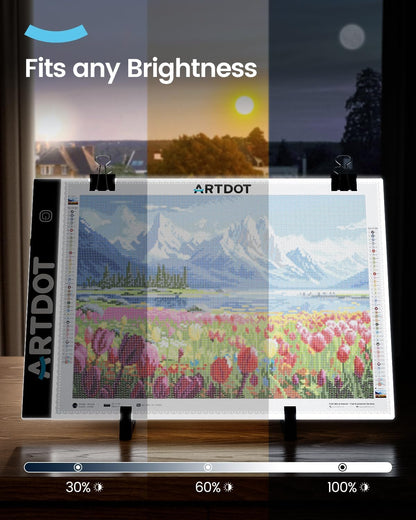 ARTDOT A4 LED Light Pad for Diamond Painting Kits for Adults, USB Powered Adjustable Brightness Diamond Art Light Board with Accessories
