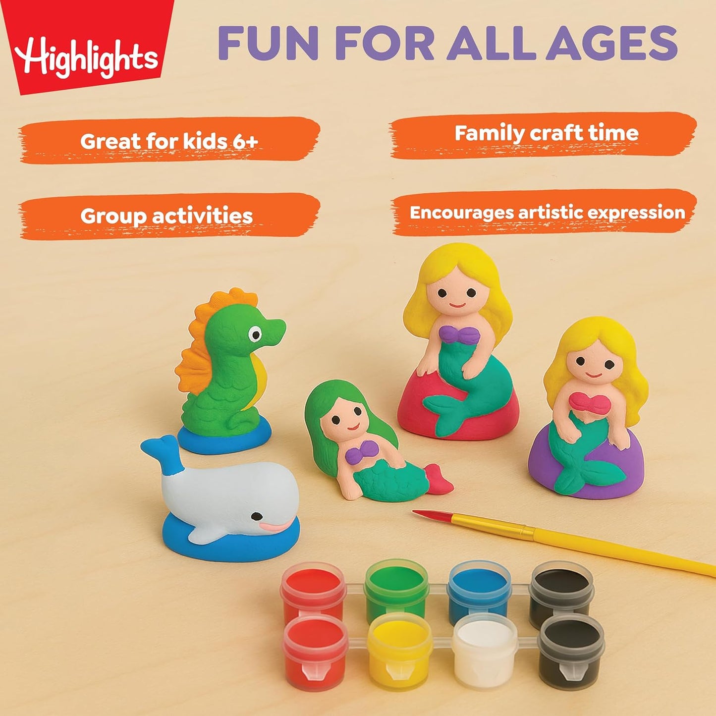 Highlights Paint Your Own Plaster Figurine & Activity Kits – DIY Art Sets with Figurines, Paints, Brush & Bonus Activities – Multiple Themes – Ages 6+
