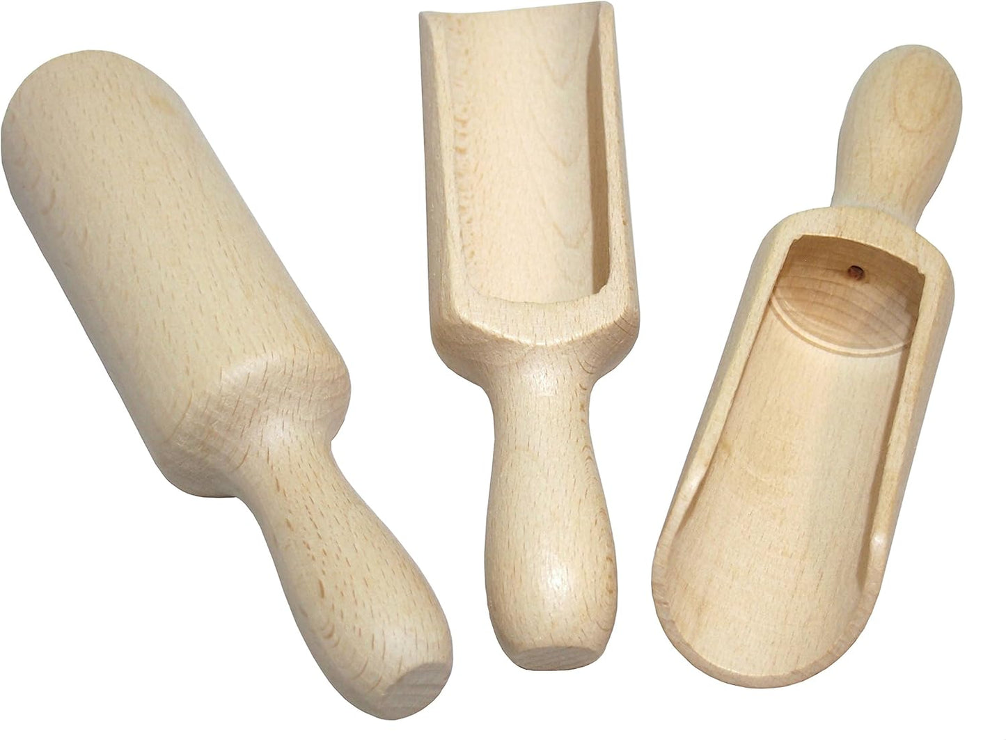 efo Versatile Wooden Scoops Set 4pcs - Multipurpose Wooden Spoons - Wood Salt and Spice Scoops – Rustic Bath Salt Scoop - Wooden Nuts Scoop - sizes: 2.4"; 3.3"; 3.9"; 6.7" / 6; 8.5; 10; 17cm