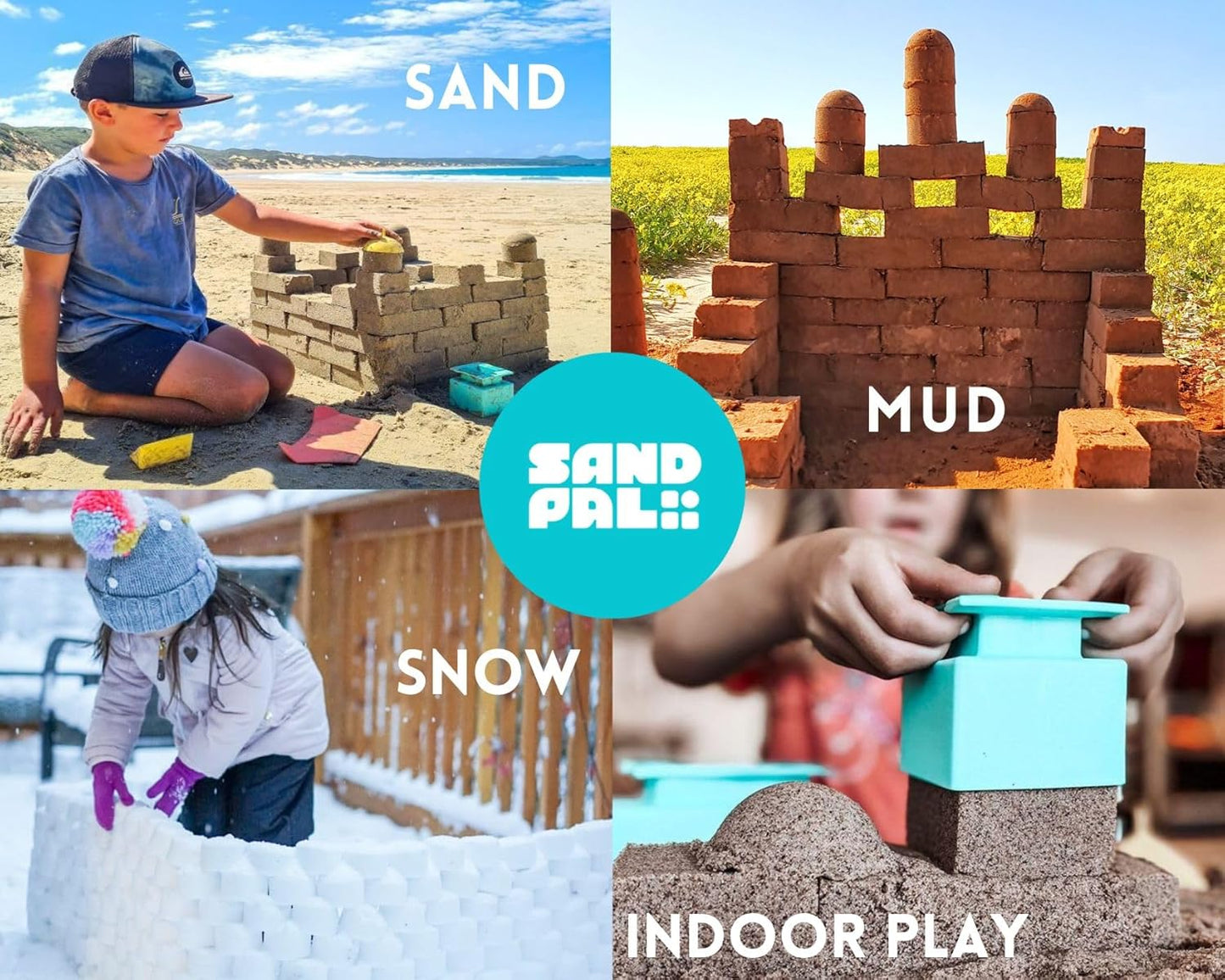 Sand Pal Beach Toys for Kids - 9 Pieces Travel-Friendly Snow Toys for Kids Ages 3-12 - Outdoor & Indoor Play Sandbox Toys Set - Sand/Snow Castle Building Molds & Tools Kit for Adults with Mesh Bag