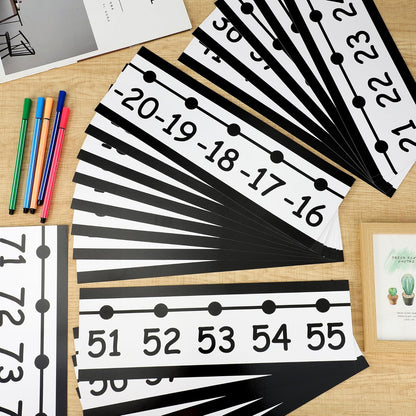 29 PCS Number Line for Classroom Wall Number Line Bulletin Board Border Set -20 to 120 Numbers Lines Classroom Wall Decor Black White Math Poster for Bulletin Board Math Teaching Supplies