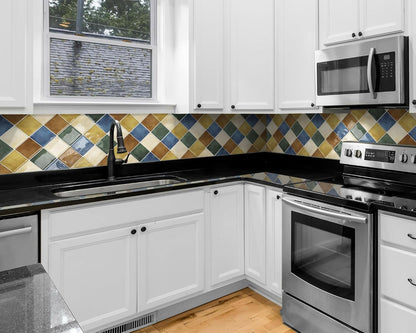 Thick Kitchen Peel and Stick Backsplash Tiles Square Self Adhesive Wall Tile Colorful (10-Sheet,12"x12")