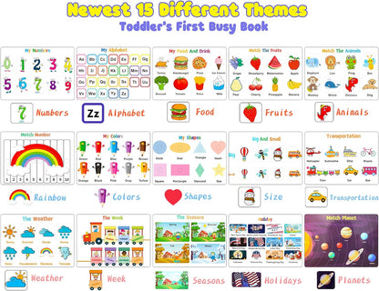 Huijing Montessori Preschool Learning Activities Busy Book - Workbook Activity Binder / Toys for Toddlers, Autism Learning Materials and Tracing Coloring Book