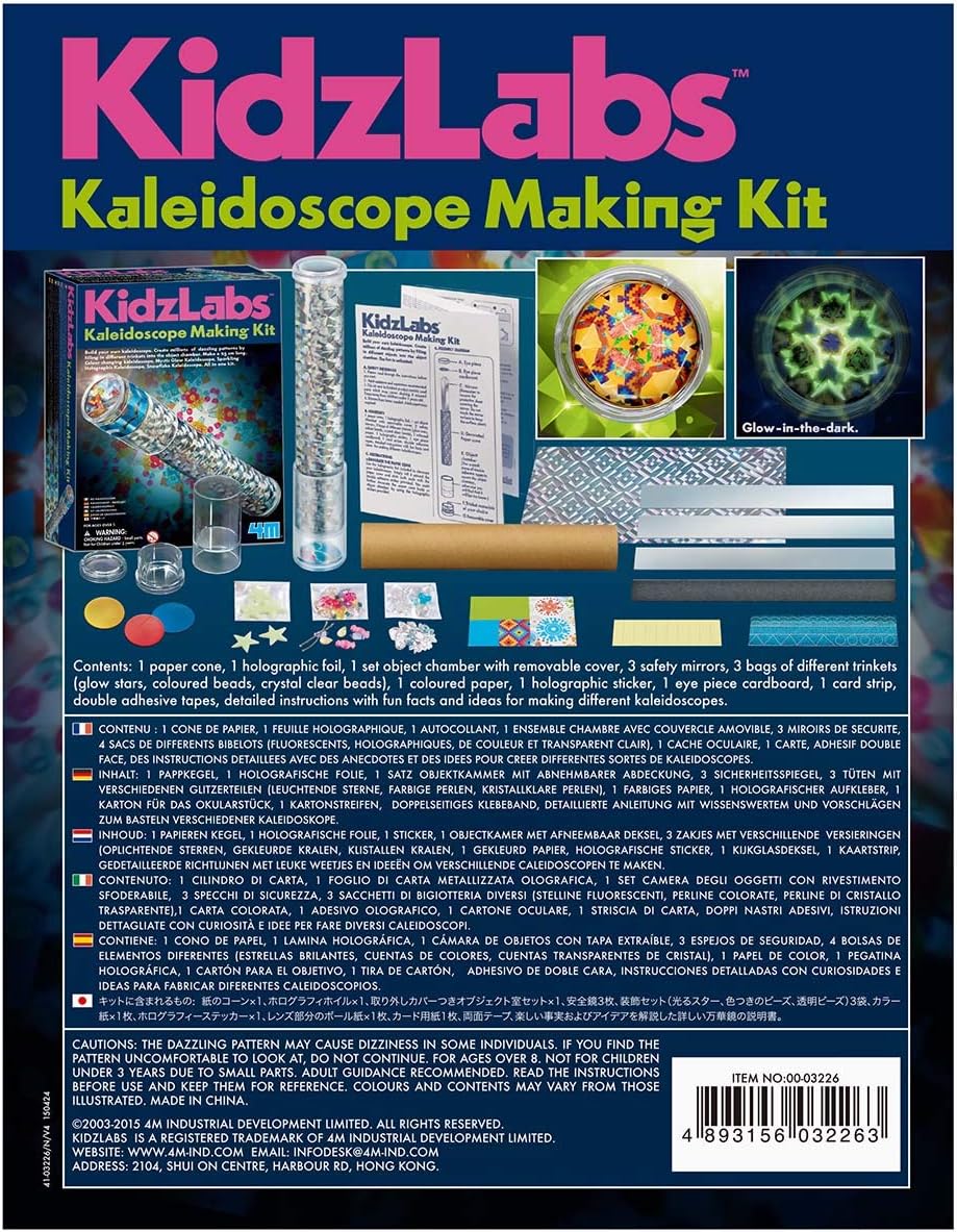 4M Kidzlabs Kaleidoscope Making Kit - Optical Light Physics Stem Toys Craft Gift for Kids & Teens, Boys & Girls (3435)