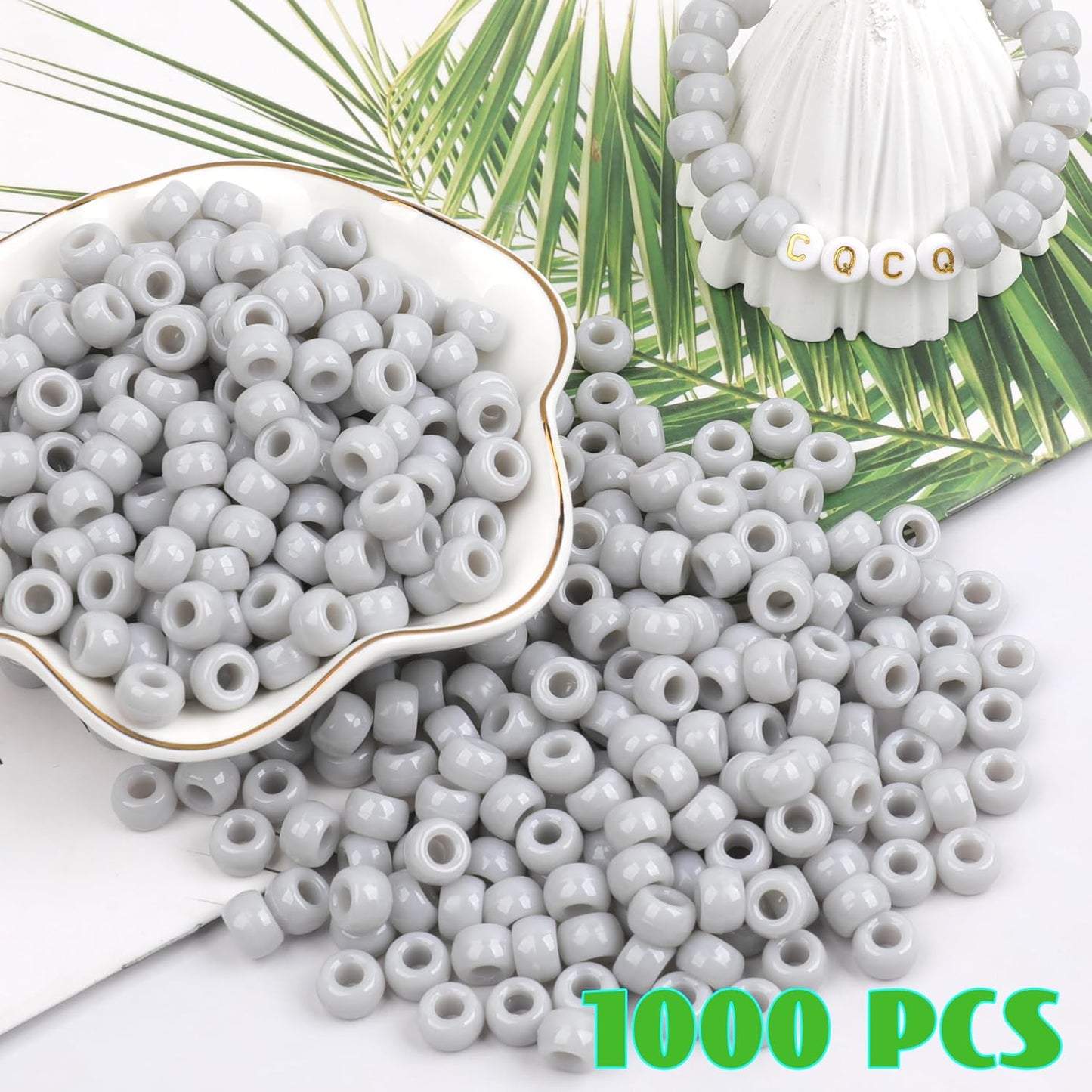 Auvoua 1000Pcs Pony Beads Bracelet 9mm Yellow Plastic Barrel Pony Beads for Necklace,Hair Beads for Braids,Key Chain,Jewelry Making (Yellow)