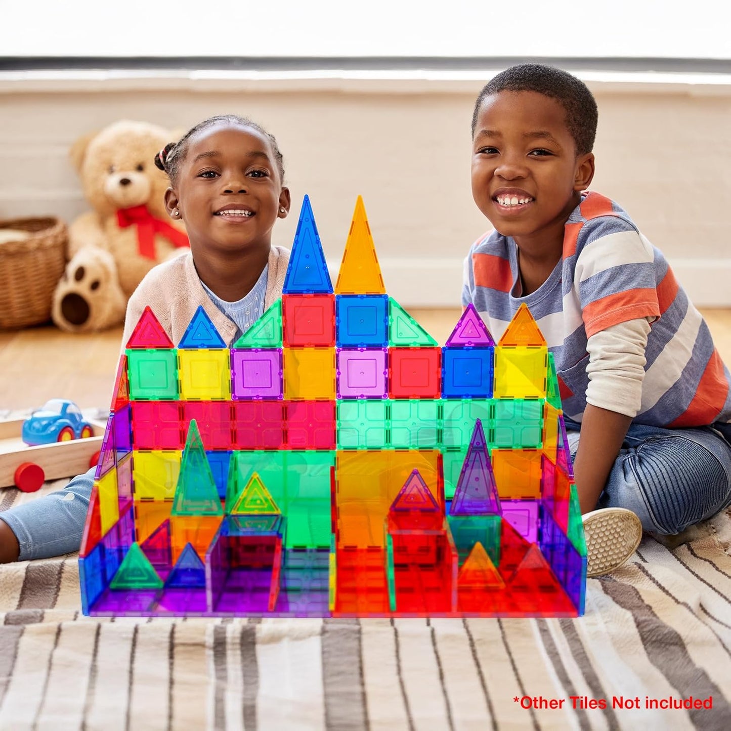 PicassoTiles 12pc Supersized Magnetic Building Tile Base Plate Jumbo XL Foundation Stabilizer Boards STEM Engineering Construction Kit for Kids Educational Learning Toy Magnet Blocks Stacking Set PT12