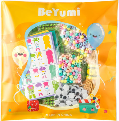 BeYumi Bunny Necklace Craft Kit - 24Pcs Bunny Peeps Felt Necklace Making Kits with Beads and Gem Sticker DIY Cute Rabbit Craft for Kids Sunday School Home Classroom Gift Party Favor Fun Activities